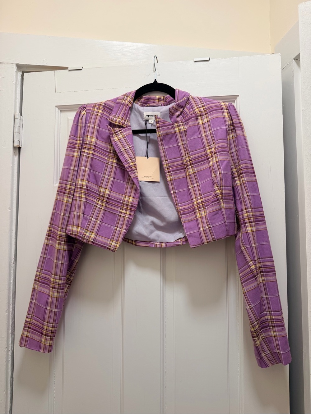 superdown Cropped Plaid Blazer Jacket
